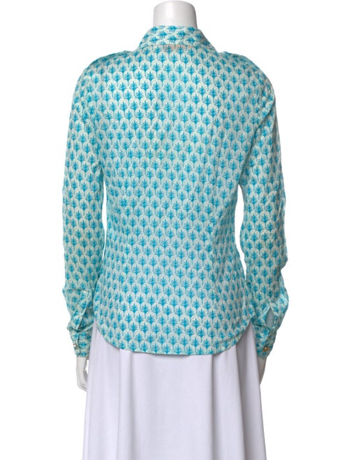 Tory Burch Printed Long Sleeve Button-Up Top