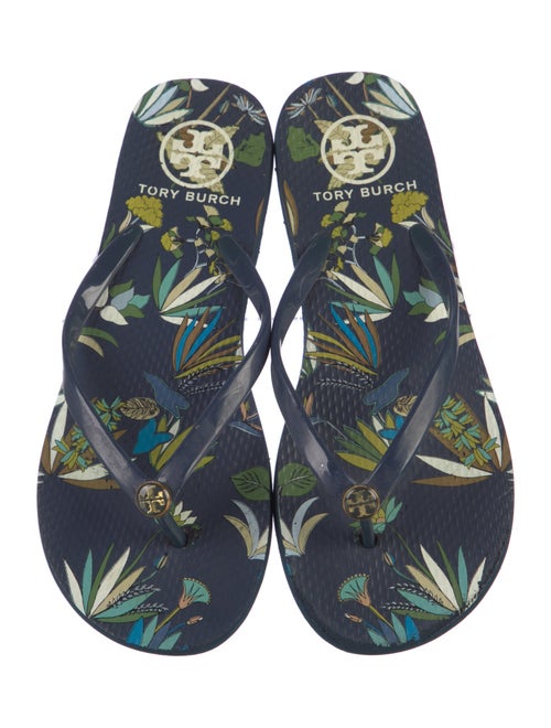 Tory Burch Rubber Floral Print Flip Flops