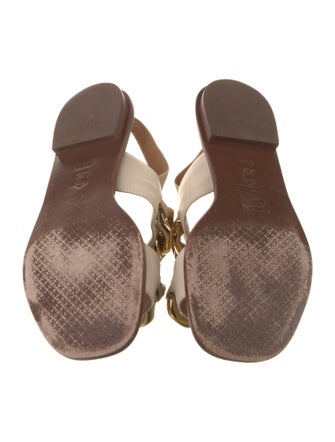 Tory Burch Leather Chain-Link Accents Slingback Sandals
