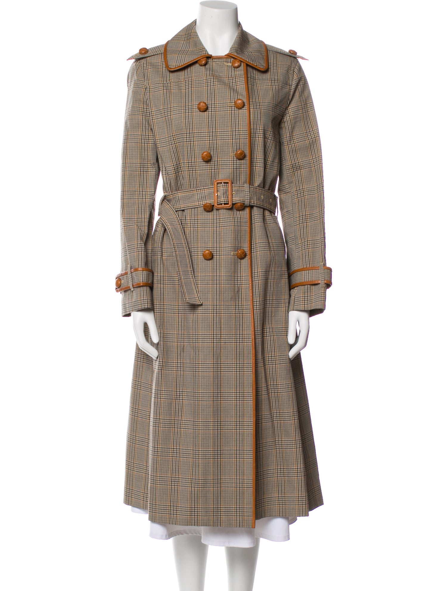Tory Burch Plaid Print Trench Coat