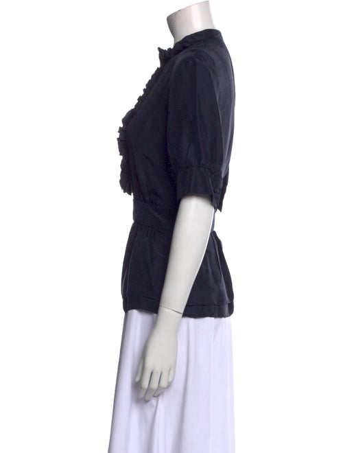 Tory Burch Silk Mock Neck Button-Up Top