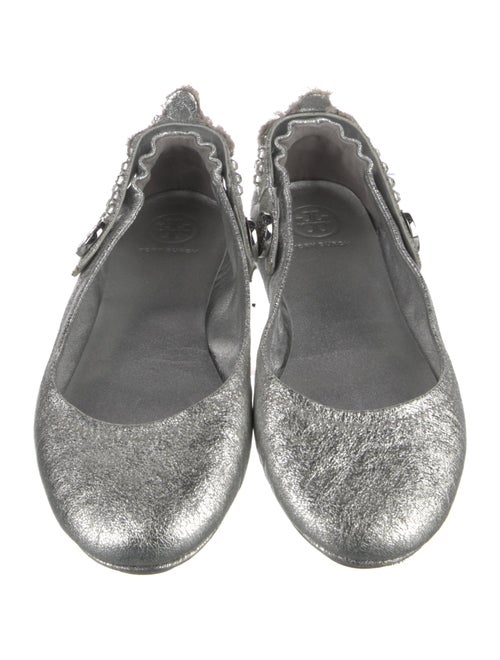 Tory Burch Leather Crystal Embellishments Ballet Flats