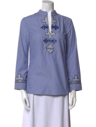 Tory Burch Striped V-Neck Blouse