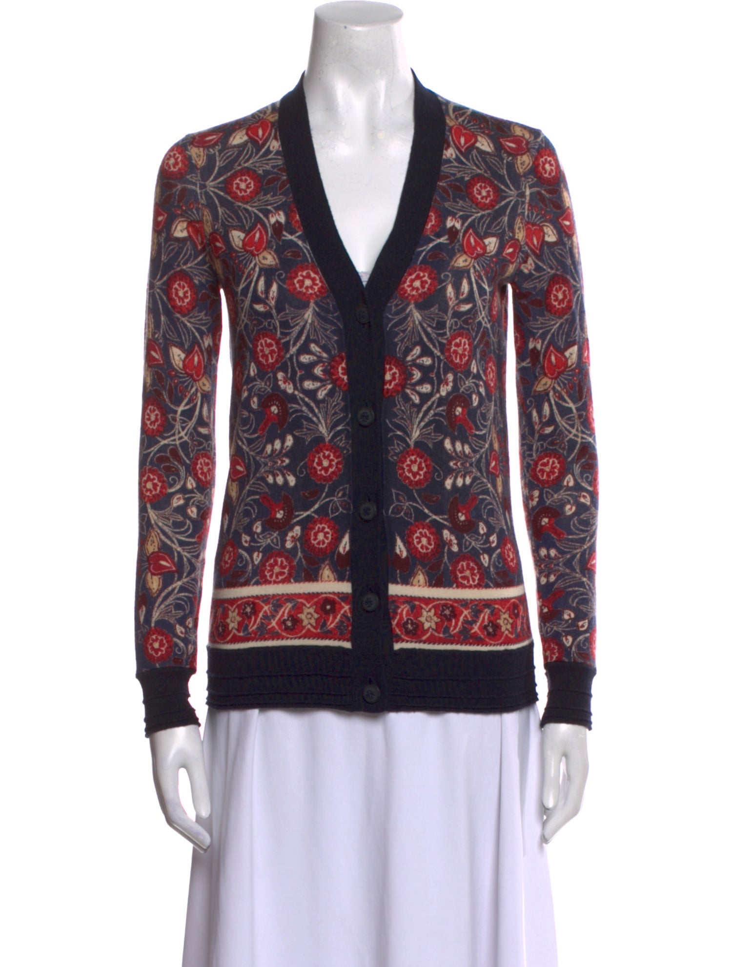 Tory Burch Printed V-Neck Sweater