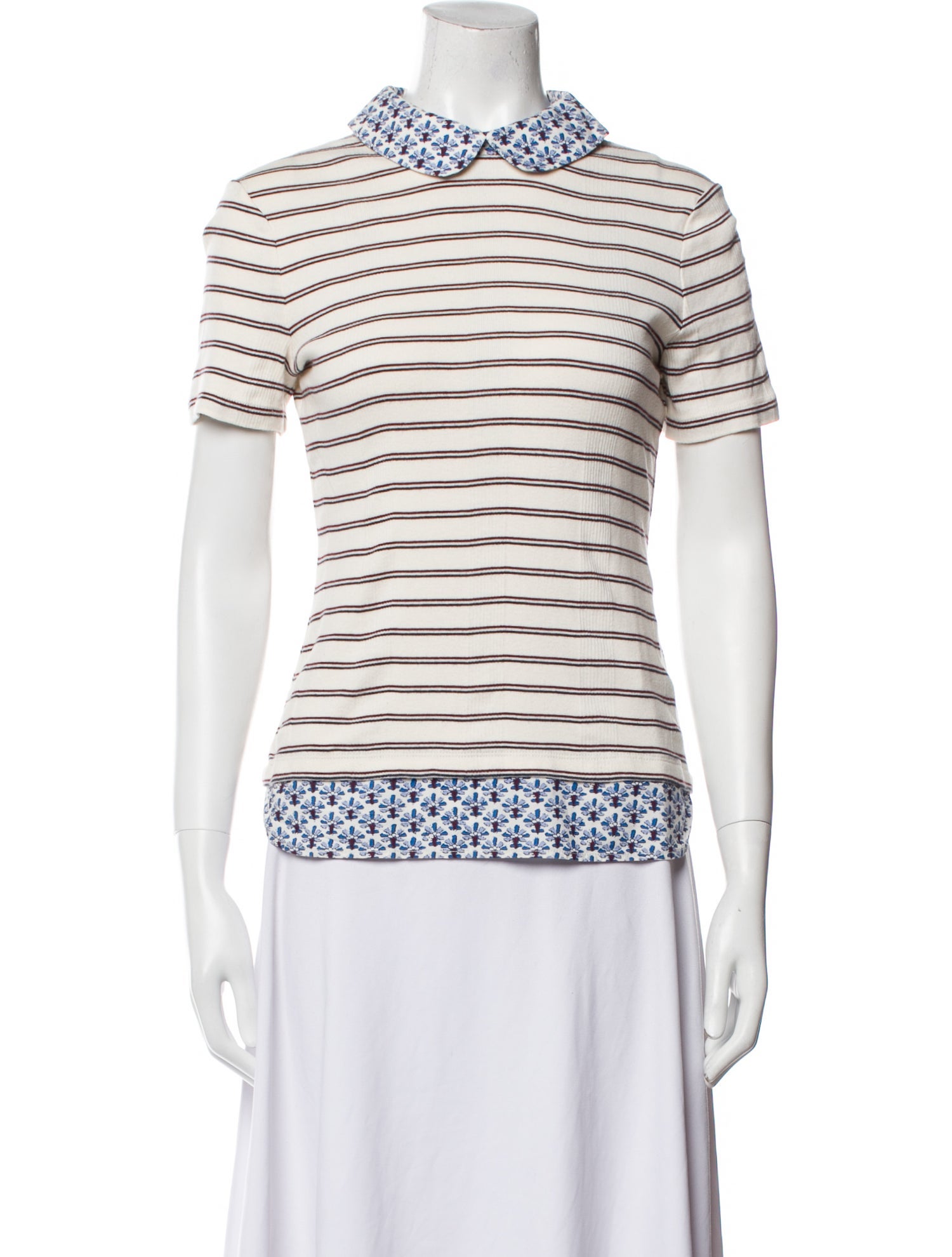 Tory Burch Striped Mock Neck Top