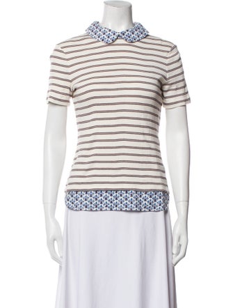 Tory Burch Striped Mock Neck Top