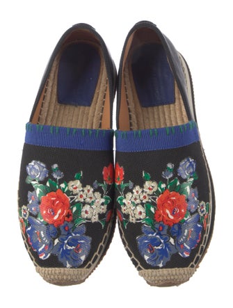 Tory Burch Leather Floral Print Espadrilles