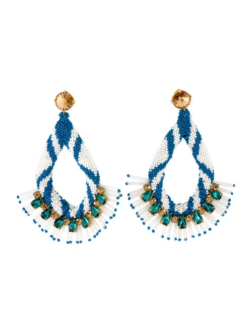 Tory Burch Crystal Beaded Statement Drop Earrings