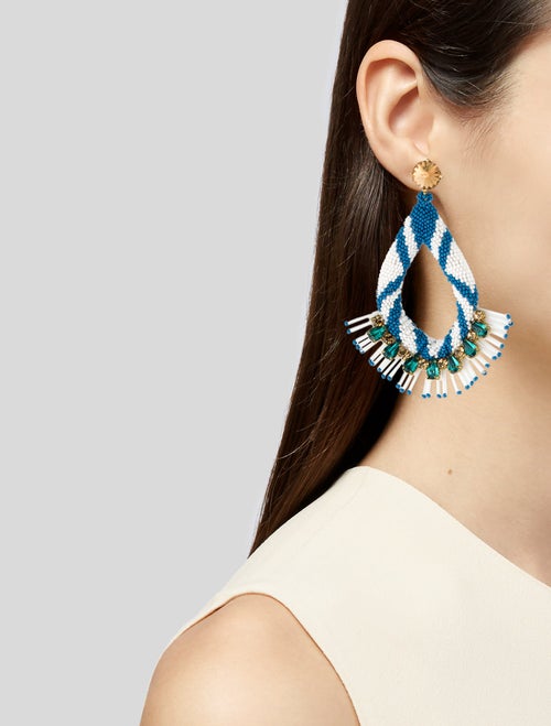 Tory Burch Crystal Beaded Statement Drop Earrings