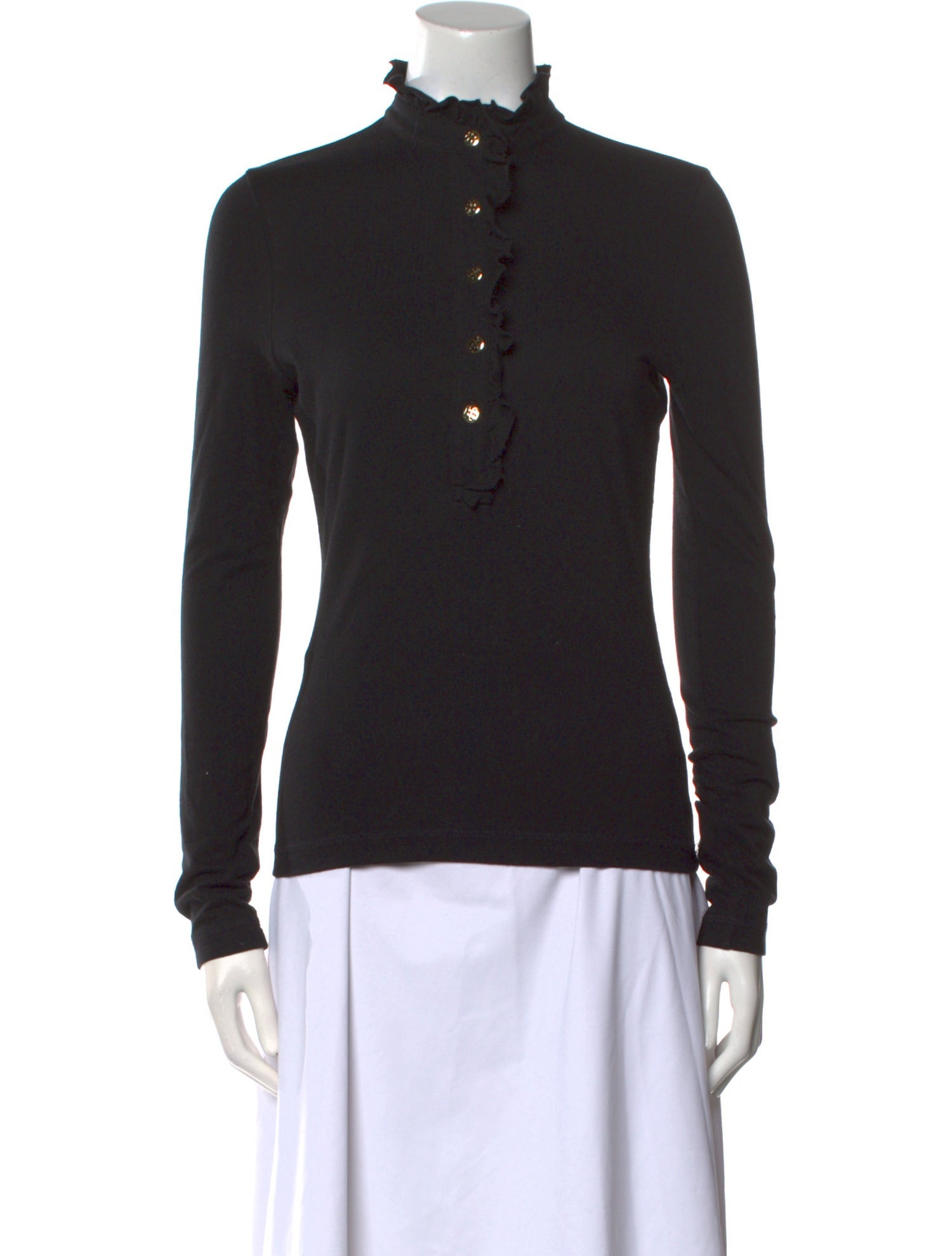 Tory Burch Mock Neck Long Sleeve Polo
