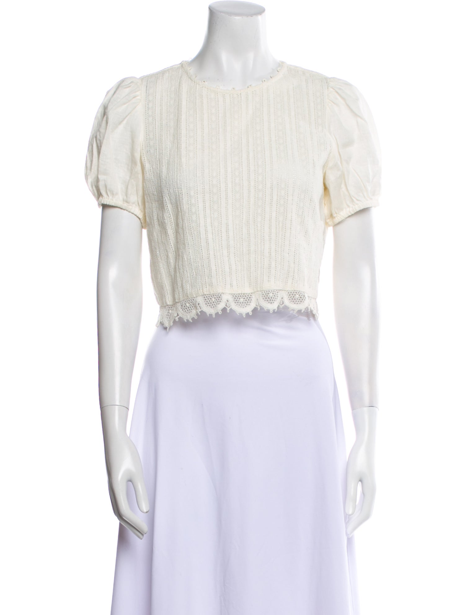 Tory Burch Crew Neck Short Sleeve Crop Top