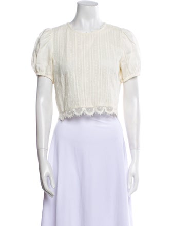 Tory Burch Crew Neck Short Sleeve Crop Top