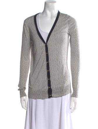 Tory Burch Printed V-Neck Button-Up Top