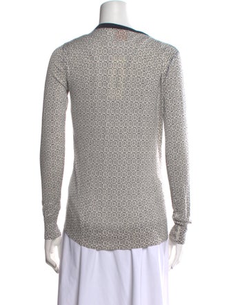 Tory Burch Printed V-Neck Button-Up Top