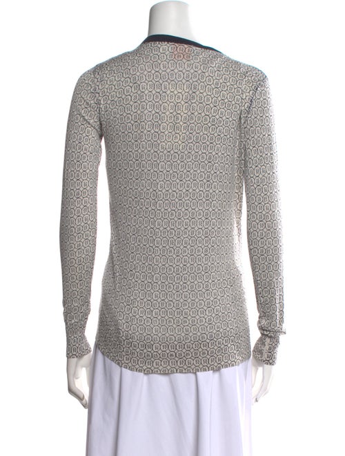 Tory Burch Printed V-Neck Button-Up Top