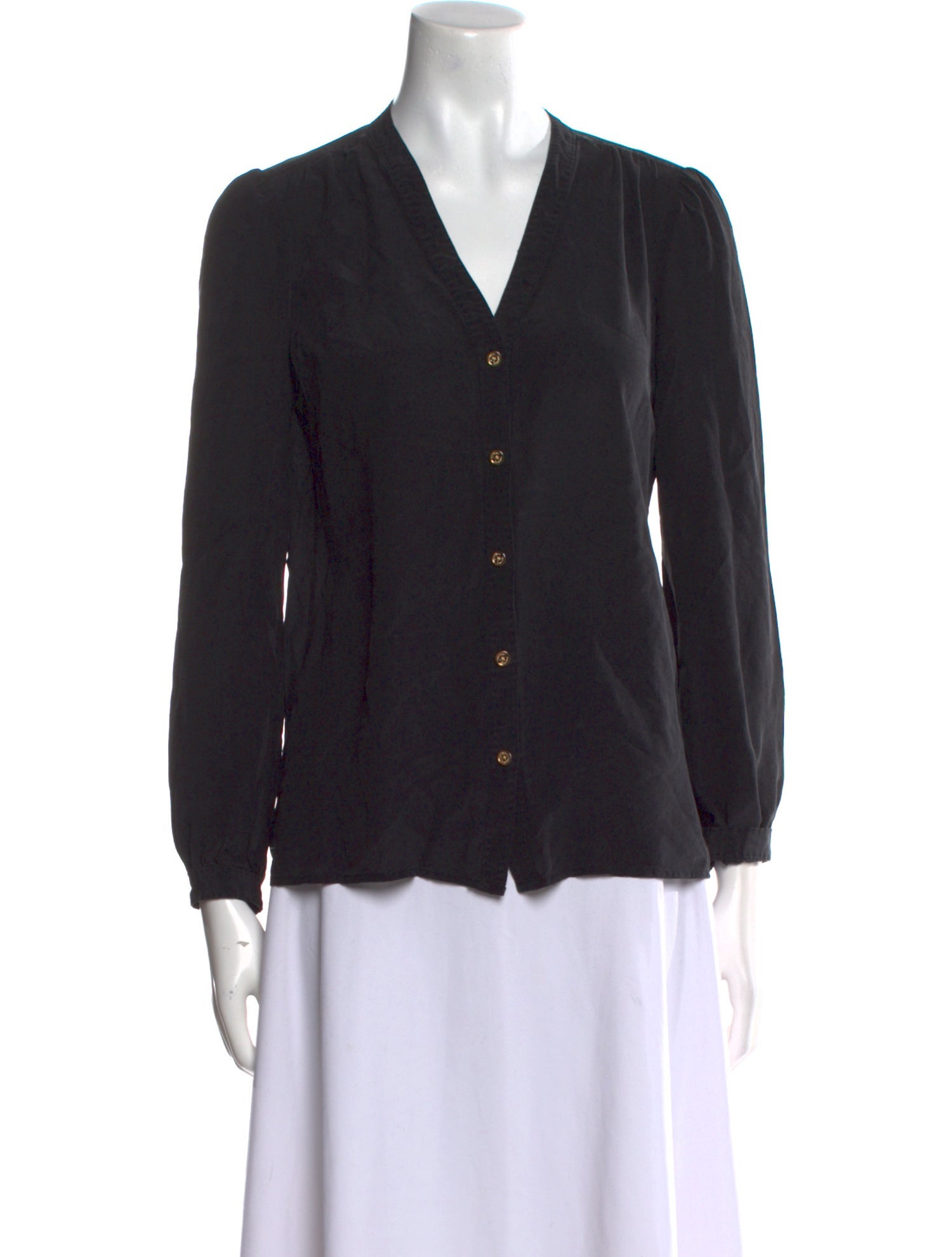 Tory Burch Silk V-Neck Button-Up Top