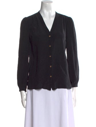 Tory Burch Silk V-Neck Button-Up Top