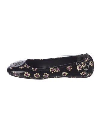 Tory Burch Patent Leather Floral Print Ballet Flats
