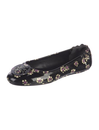 Tory Burch Patent Leather Floral Print Ballet Flats