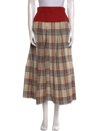 Tory Burch Plaid Print Midi Length Skirt