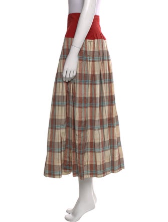 Tory Burch Plaid Print Midi Length Skirt
