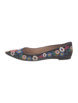 Tory Burch Suede Floral Print Flats