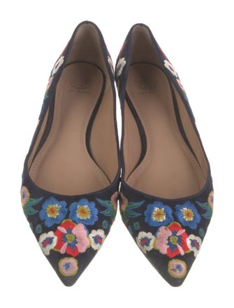 Tory Burch Suede Floral Print Flats