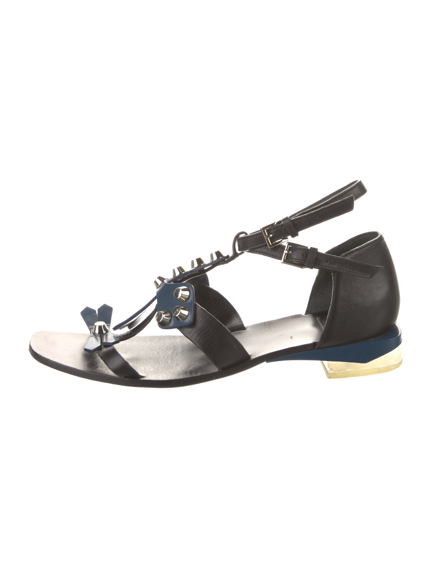 Tory Burch Leather Studded Accents T-Strap Sandals
