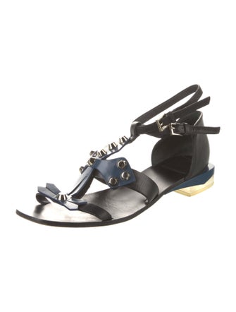 Tory Burch Leather Studded Accents T-Strap Sandals