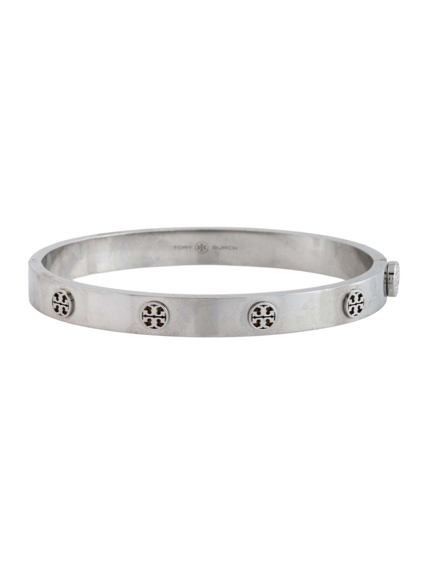 Tory Burch Logo Studded Hinged Bracelet