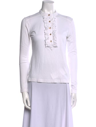 Tory Burch Mock Neck Long Sleeve Polo