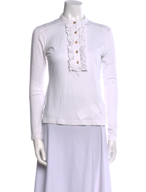 Tory Burch Mock Neck Long Sleeve Polo