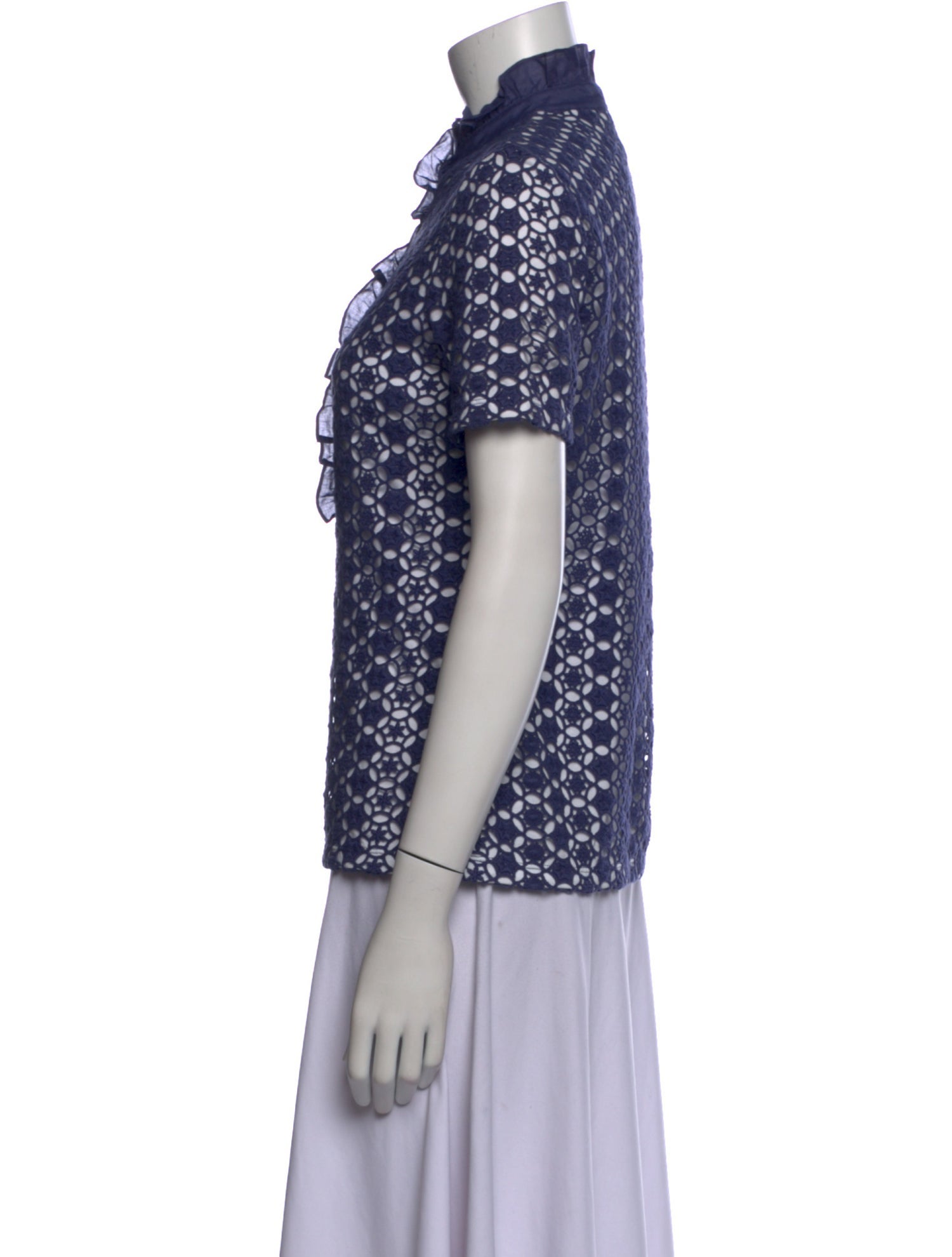 Tory Burch Lace Pattern Mock Neck Blouse