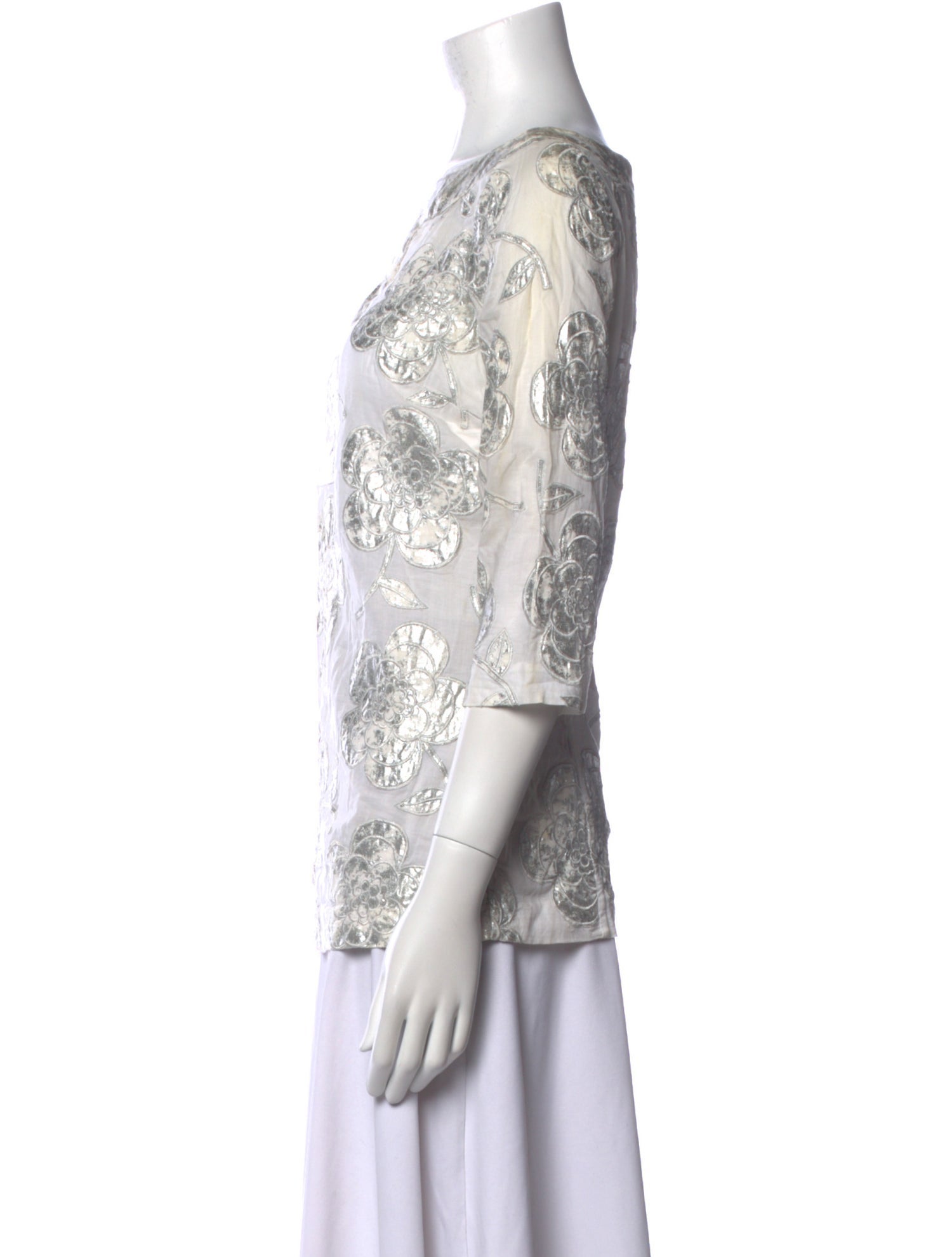 Tory Burch Floral Print Bateau Neckline Blouse