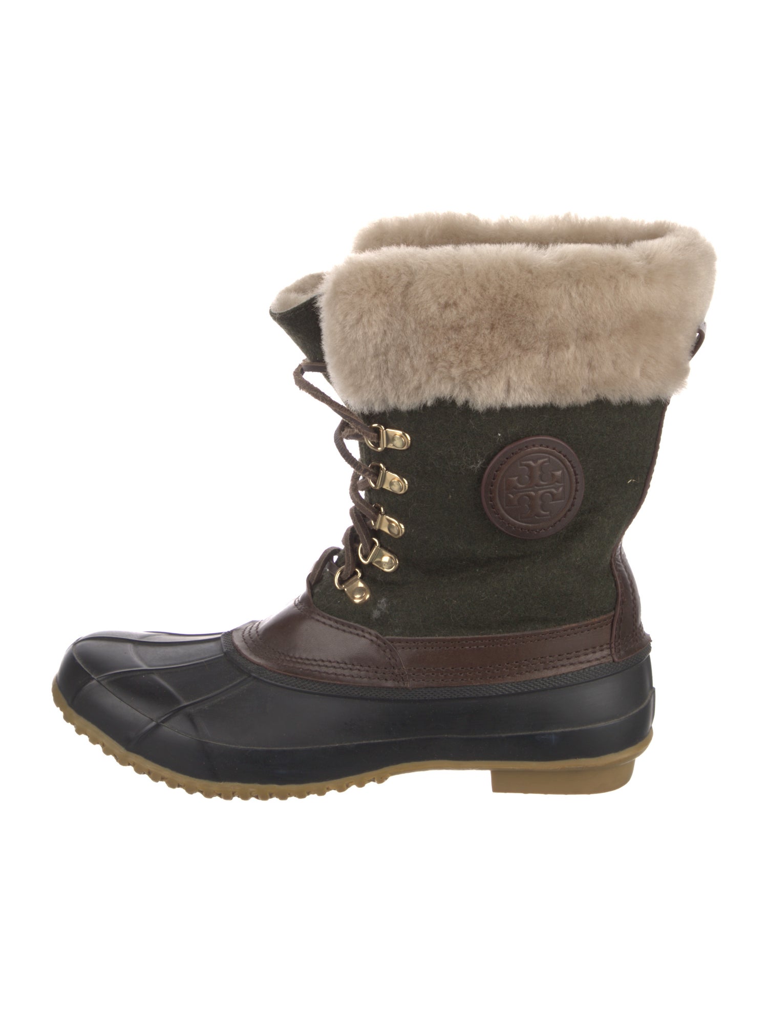 Tory Burch Rubber Colorblock Pattern Rain Boots