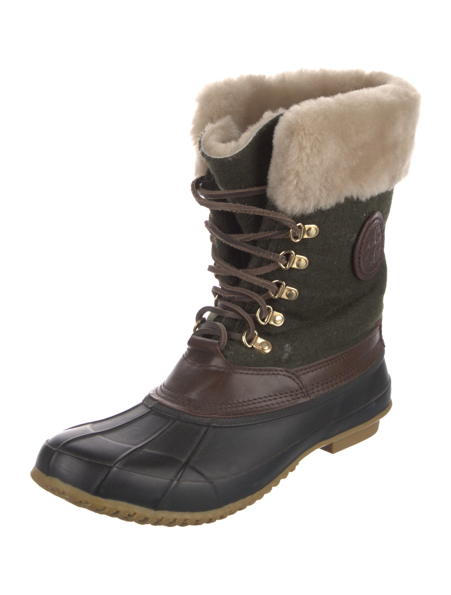 Tory Burch Rubber Colorblock Pattern Rain Boots