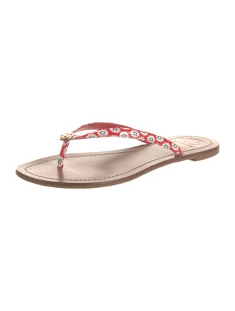 Tory Burch Leather Printed Flip Flops