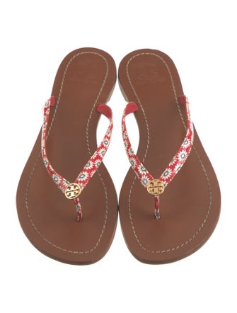 Tory Burch Leather Printed Flip Flops