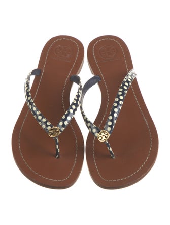 Tory Burch Leather Printed Flip Flops
