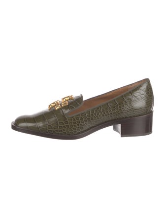 Tory Burch Embossed Leather Printed Pumps