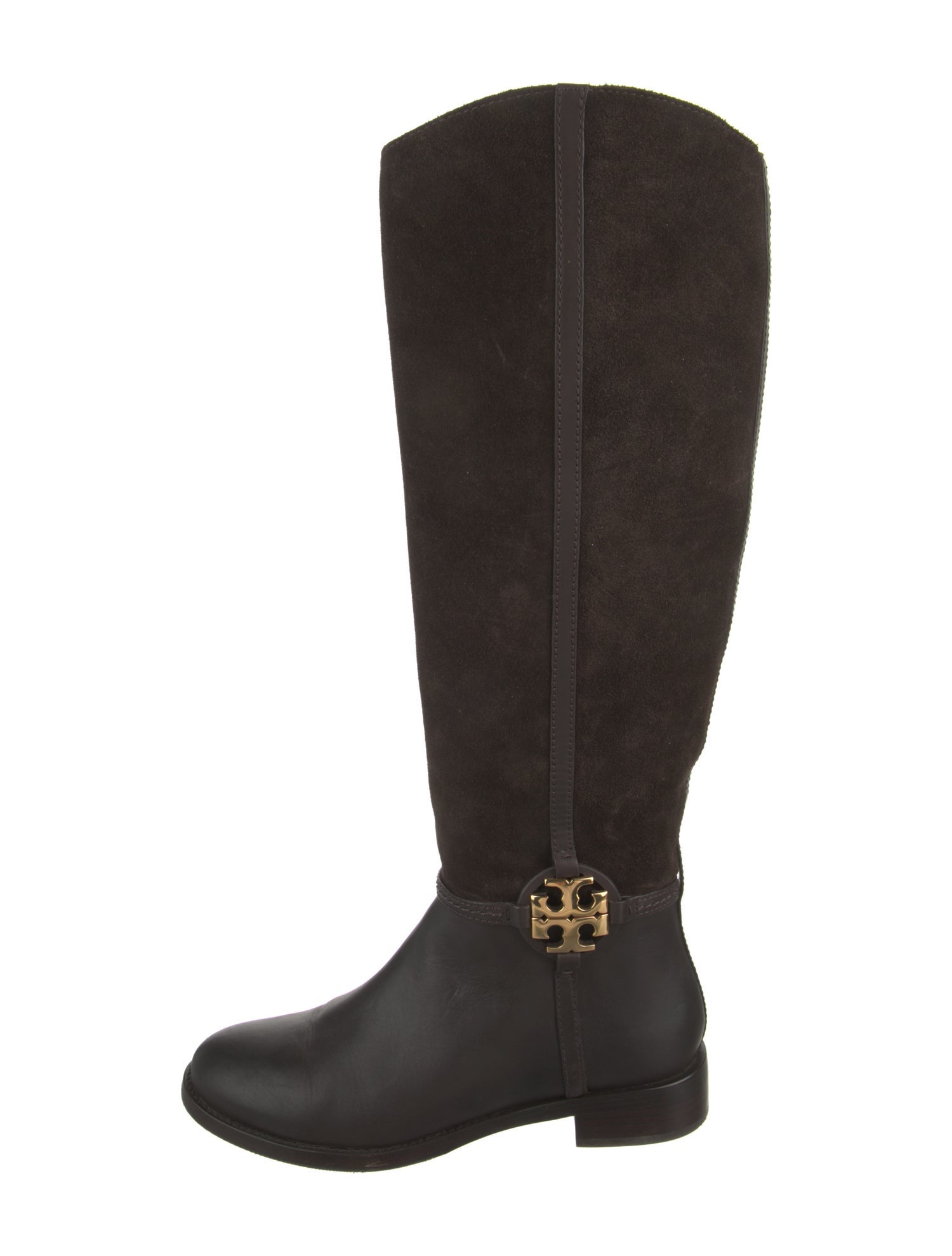 Tory Burch Suede Leather Trim Embellishment Riding Boots