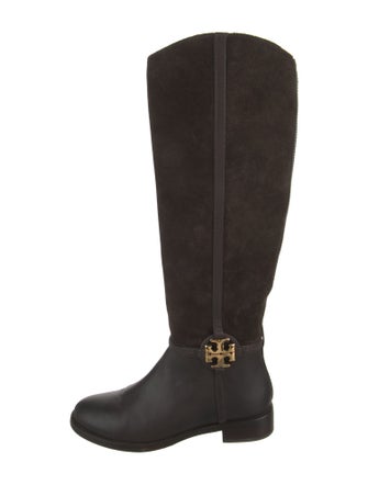Tory Burch Suede Leather Trim Embellishment Riding Boots