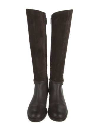Tory Burch Suede Leather Trim Embellishment Riding Boots