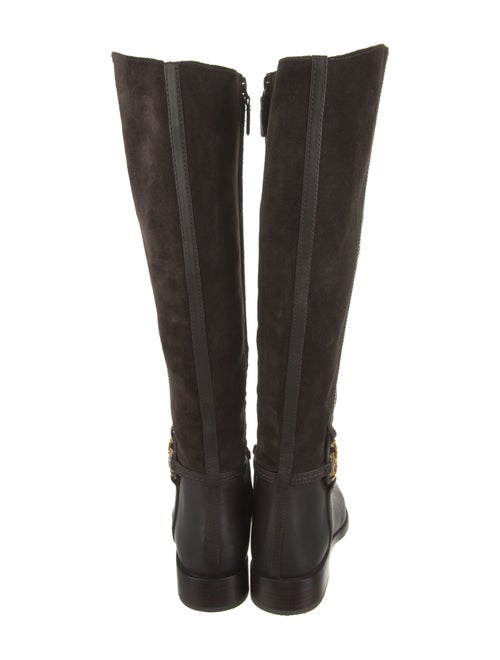 Tory Burch Suede Leather Trim Embellishment Riding Boots