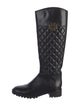 Tory Burch Quilted Pattern Leather Riding Boots