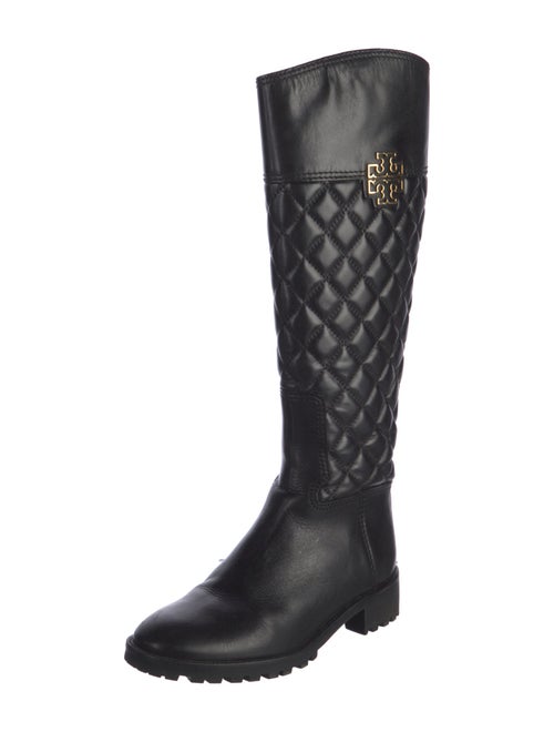 Tory Burch Quilted Pattern Leather Riding Boots
