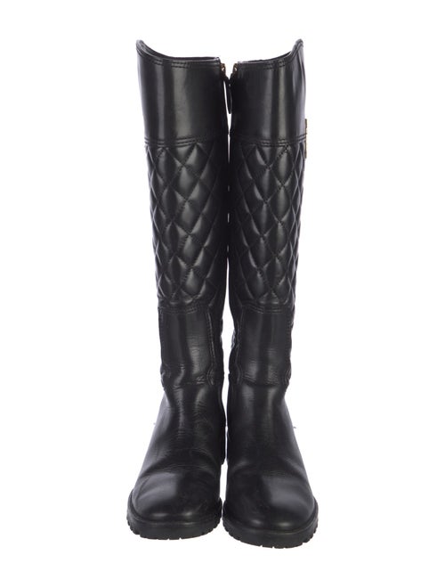 Tory Burch Quilted Pattern Leather Riding Boots