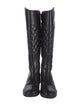 Tory Burch Quilted Pattern Leather Riding Boots