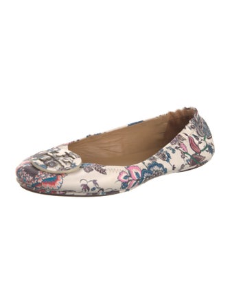 Tory Burch Leather Floral Print Ballet Flats