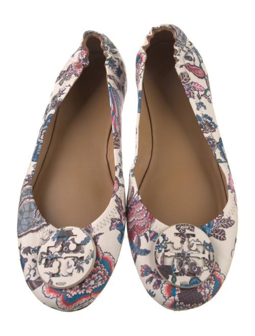 Tory Burch Leather Floral Print Ballet Flats